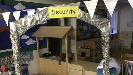 Play security entrance made by pupils at a school in East Anglia