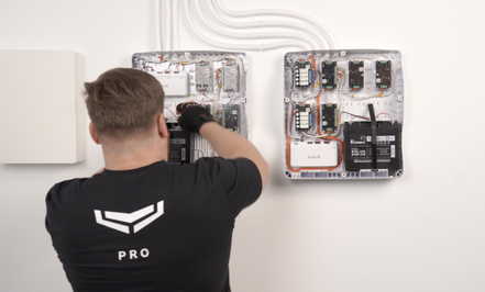 Ajax alarm equipment prepared for a professional installation