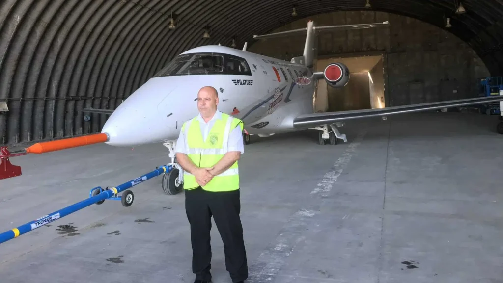 Physical security assessment inside an aircraft hangar and operational aviation site
