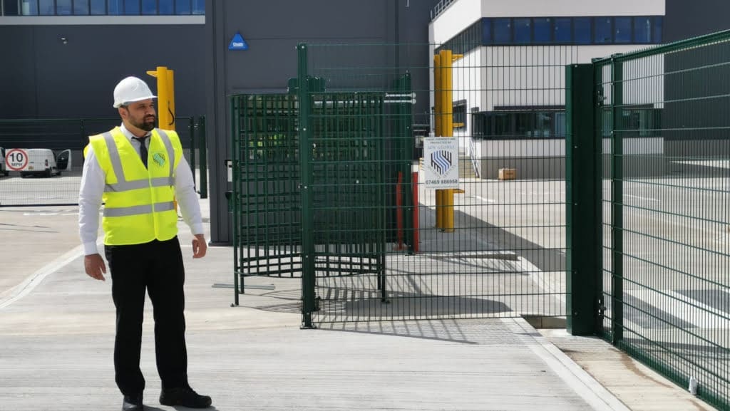 MW Global security officer patrolling a Lidl distribution centre in Peterborough