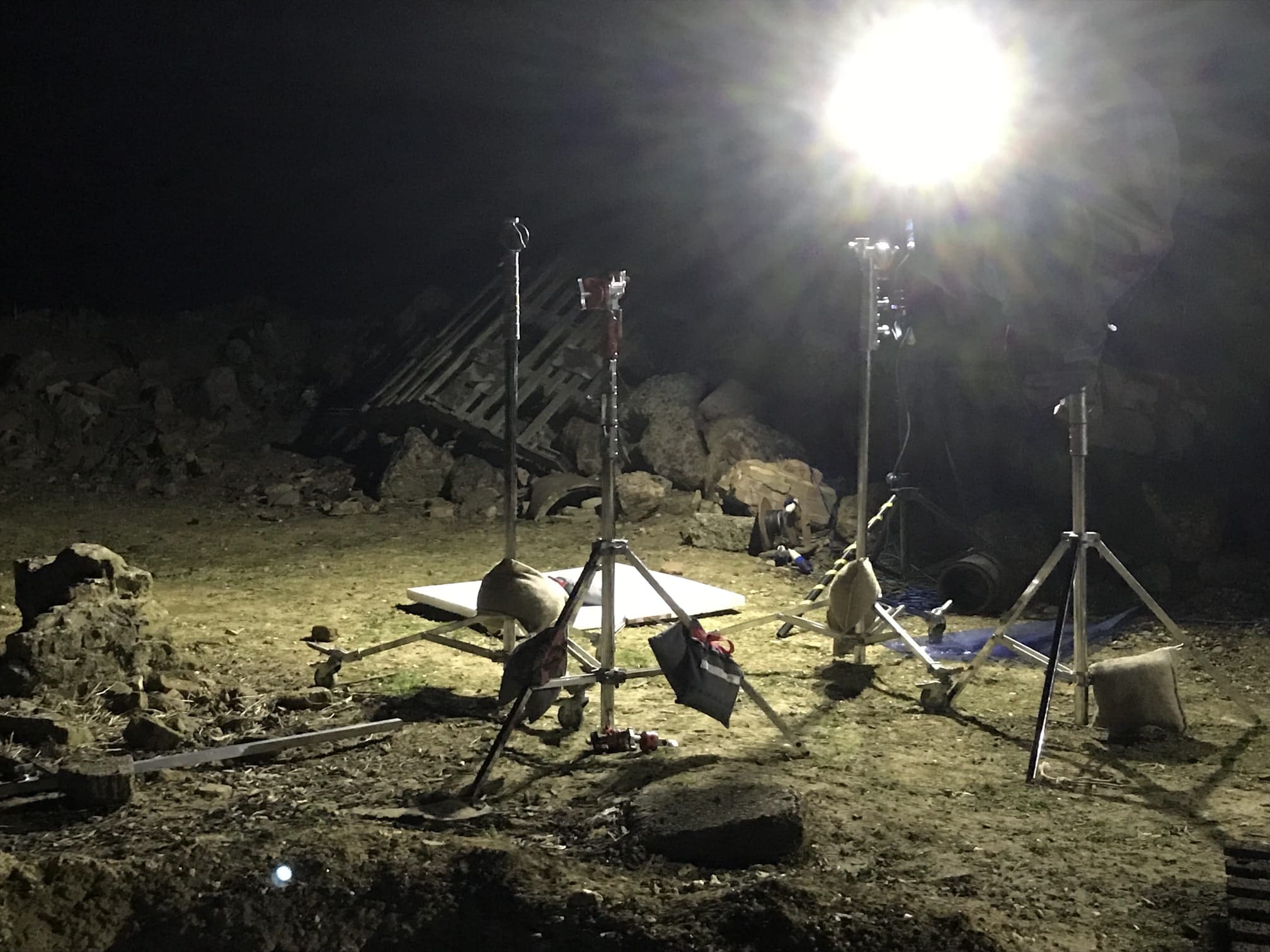Production lighting equipment on  filming set protected by MW Global Security services