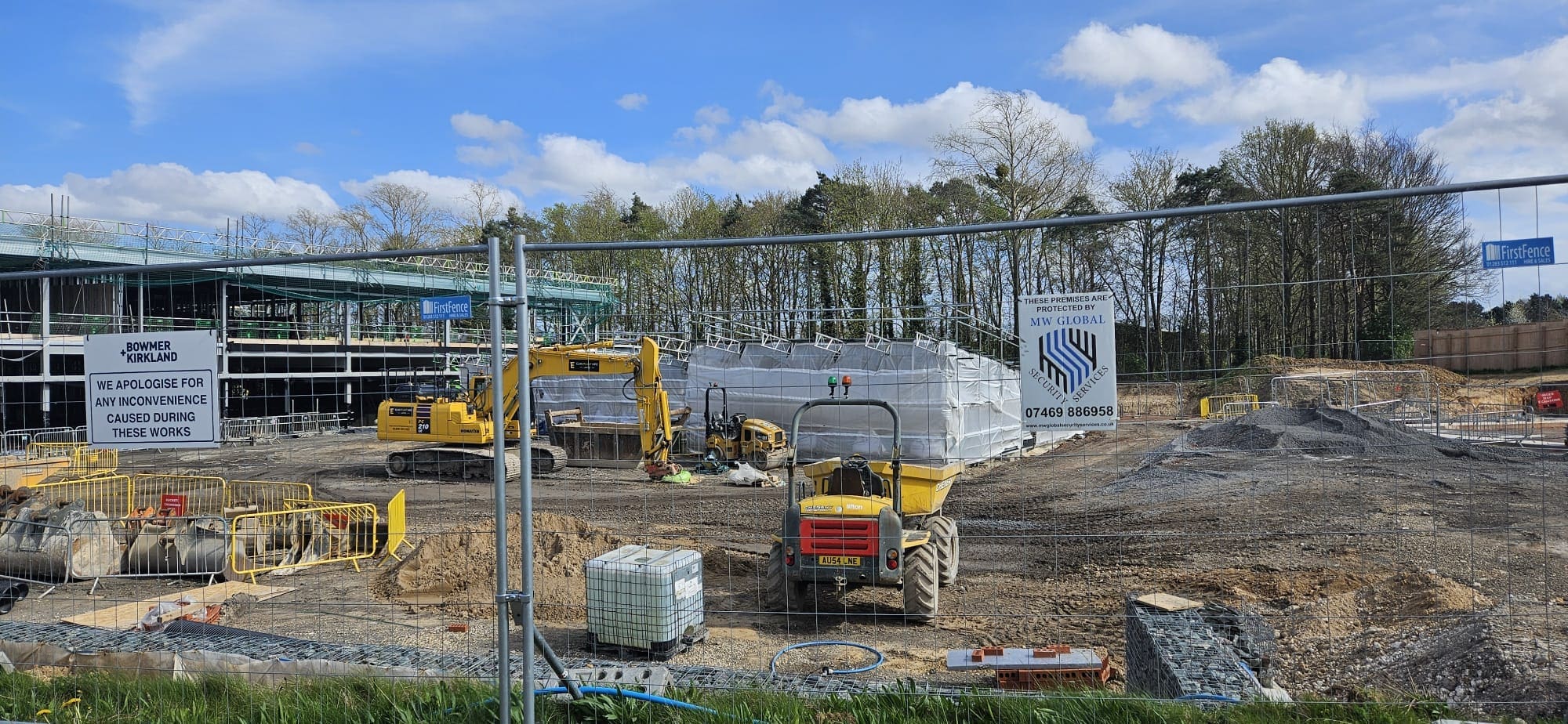 Construction site security Ipswich Suffolk security guards, temporary alarms. MW Global Security