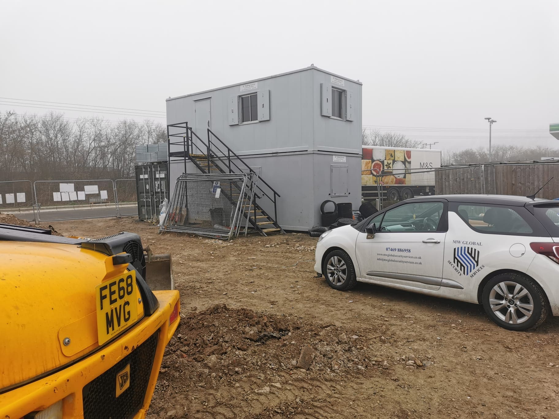Construction security patrol checking plant and operational areas