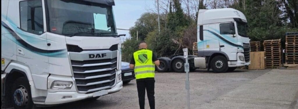 MW Global security officer carrying out a patrol at a logistics yard near Ipswich