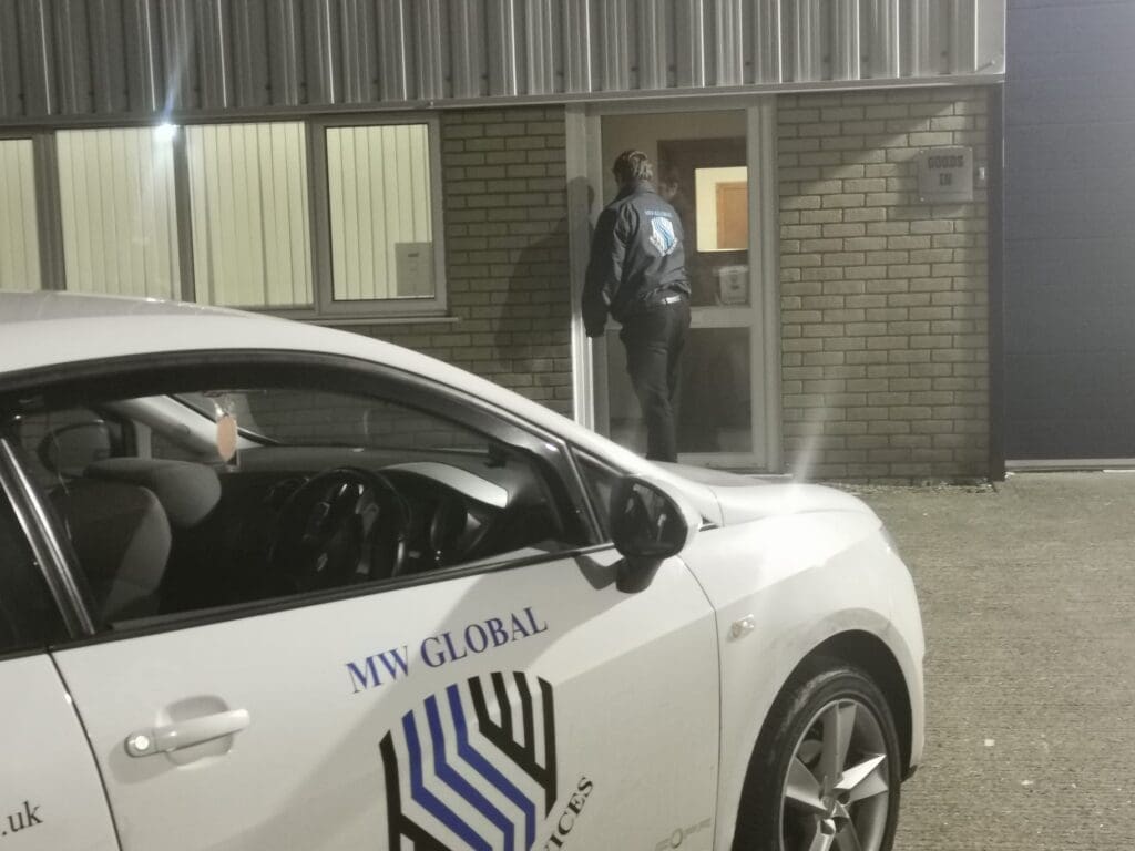 MW Global security officer checking access at a commercial site in Suffolk