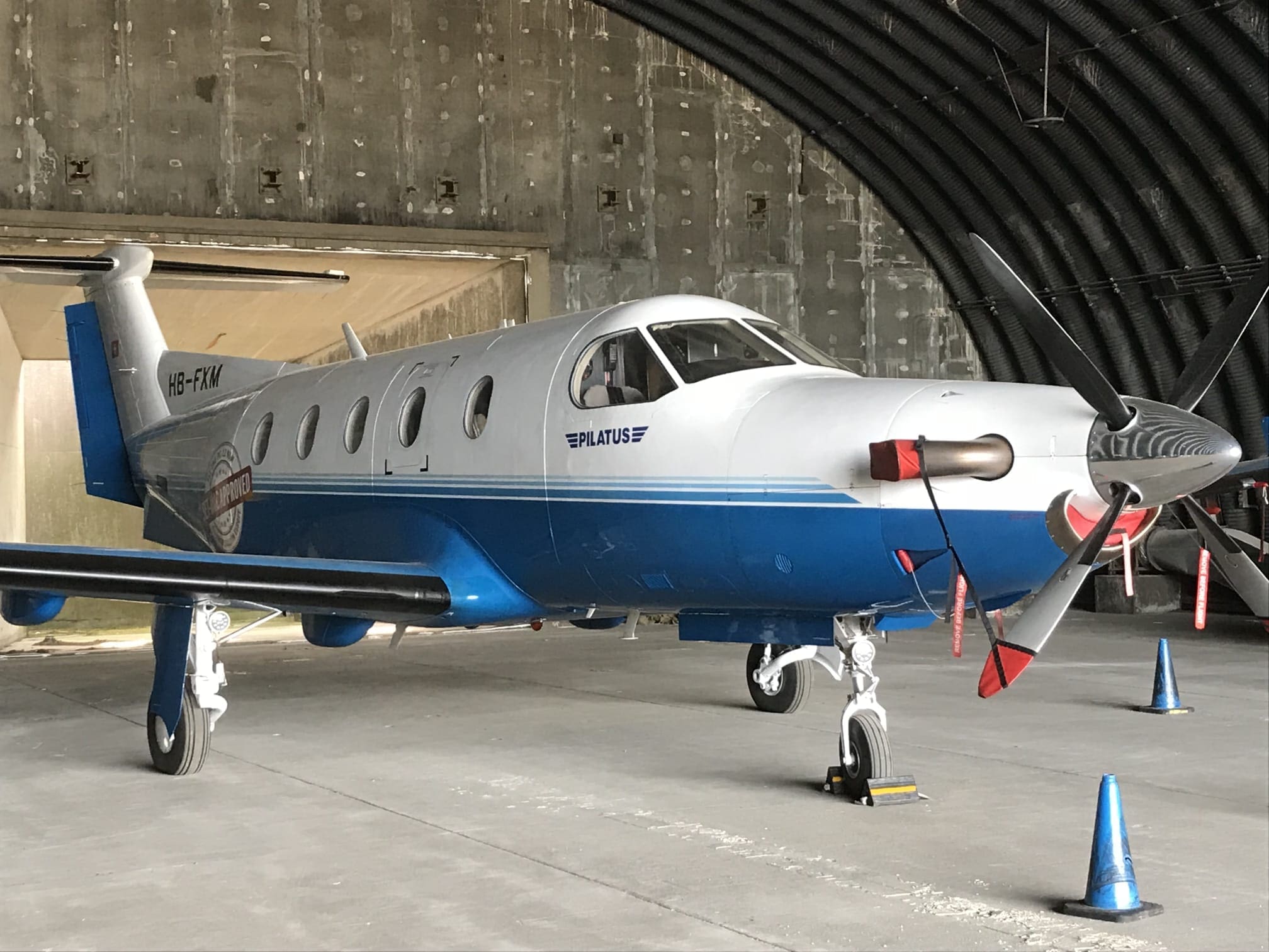 Aircraft secured inside a hangar during an aviation security assignment