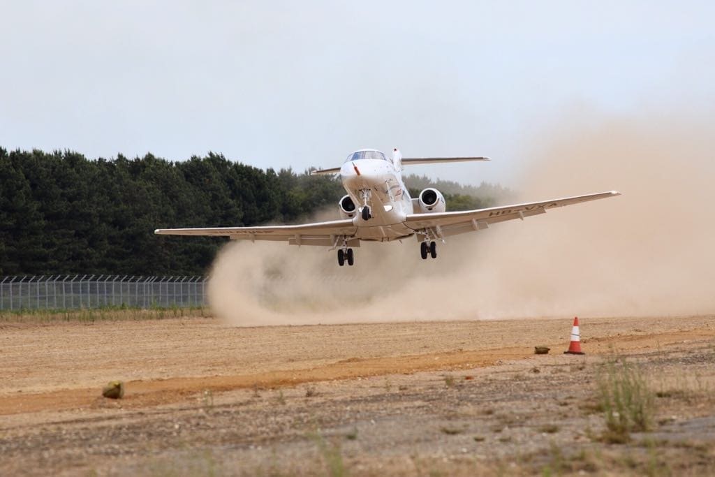 Aircraft operating from a runway during specialist aviation trials