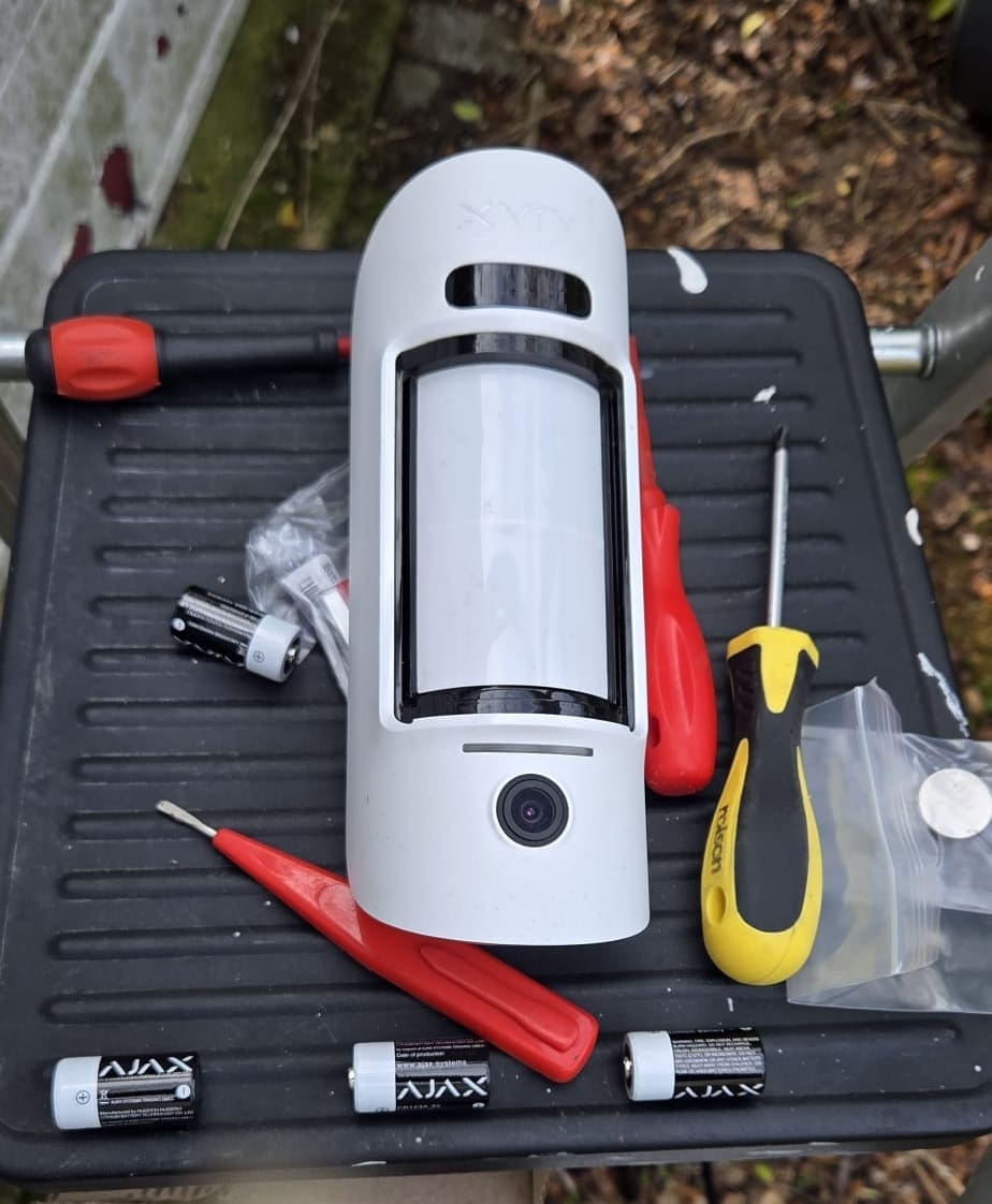 Ajax alarm detector with photo verification prepared for installation