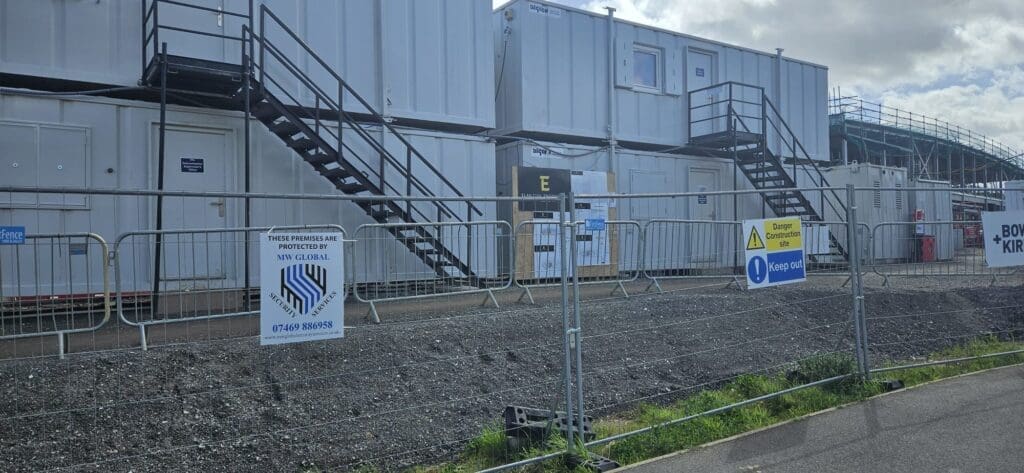 MW Global Security officer providing access control at a Peterborough construction site